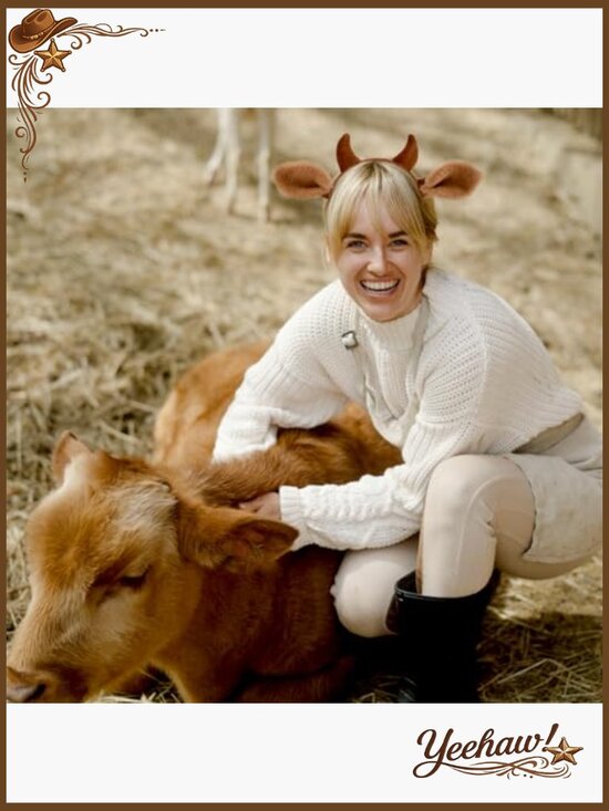 Realistic Cow Ears Headband Set - Faux Fur Horns Costume Accessory main image 6